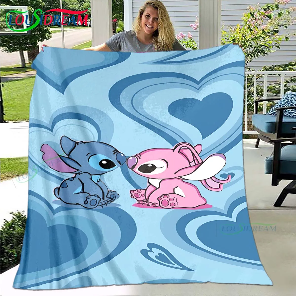 

Hot Stitch Disney Cartoon Print Flannel Adult and Children's Blanket Sofa Bed Decoration Blanket Portable Blanket Gift