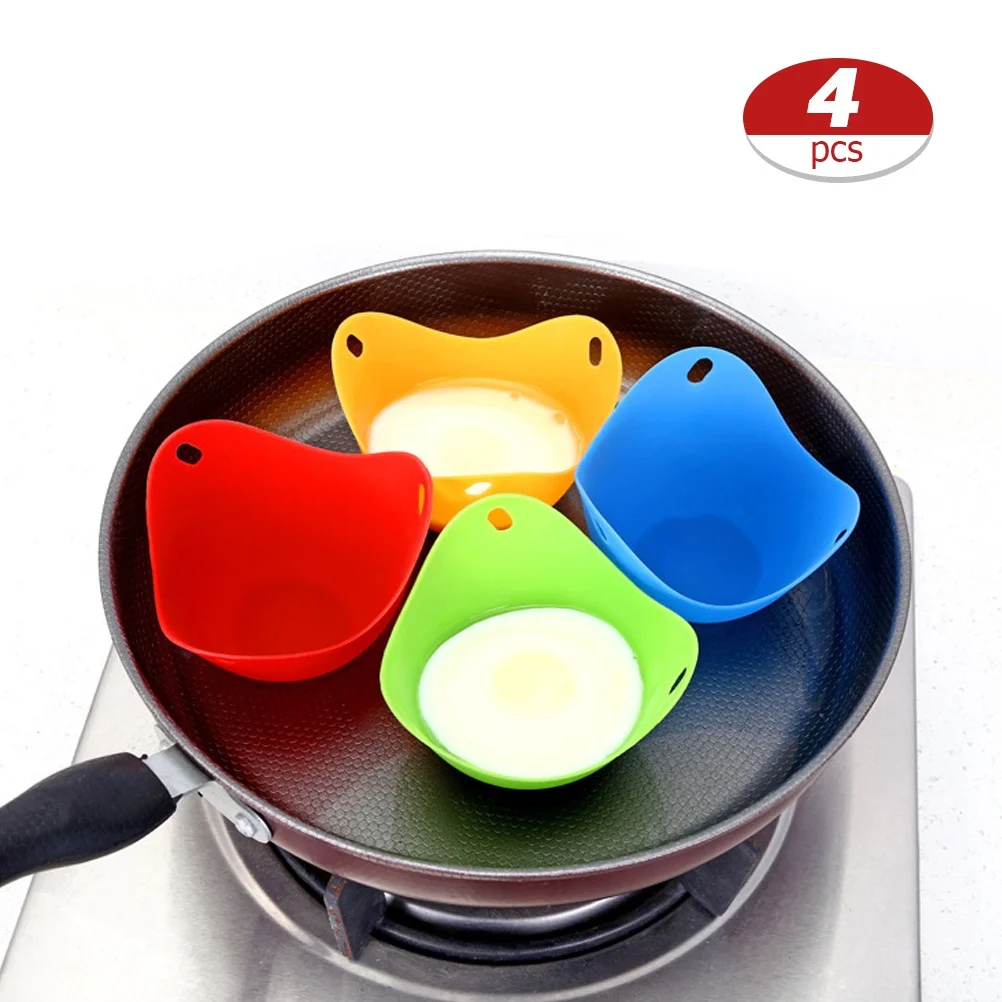 4Pcs Egg Poacher Cups Poached Egg Maker Egg Poaching Cups Silicone Poaching Pods Stovetop Egg Cooker