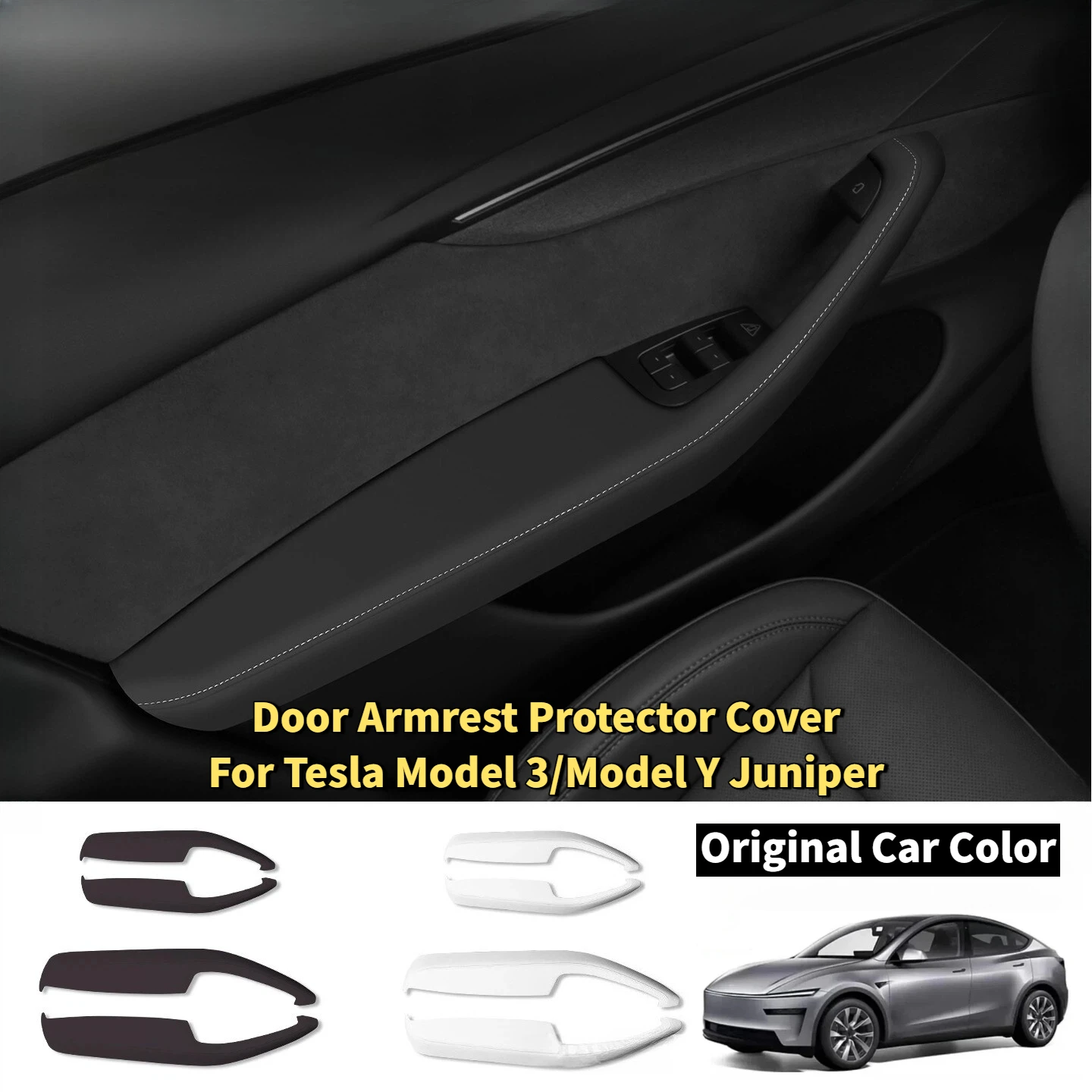 

Задняя вентиляционная крышка, кожаная внутренняя отделка, крышка дверной ручки для Tesla Model Y Juniper/Model 3, оригинальный цветной чехол на подлокотник автомобиля, коробка
