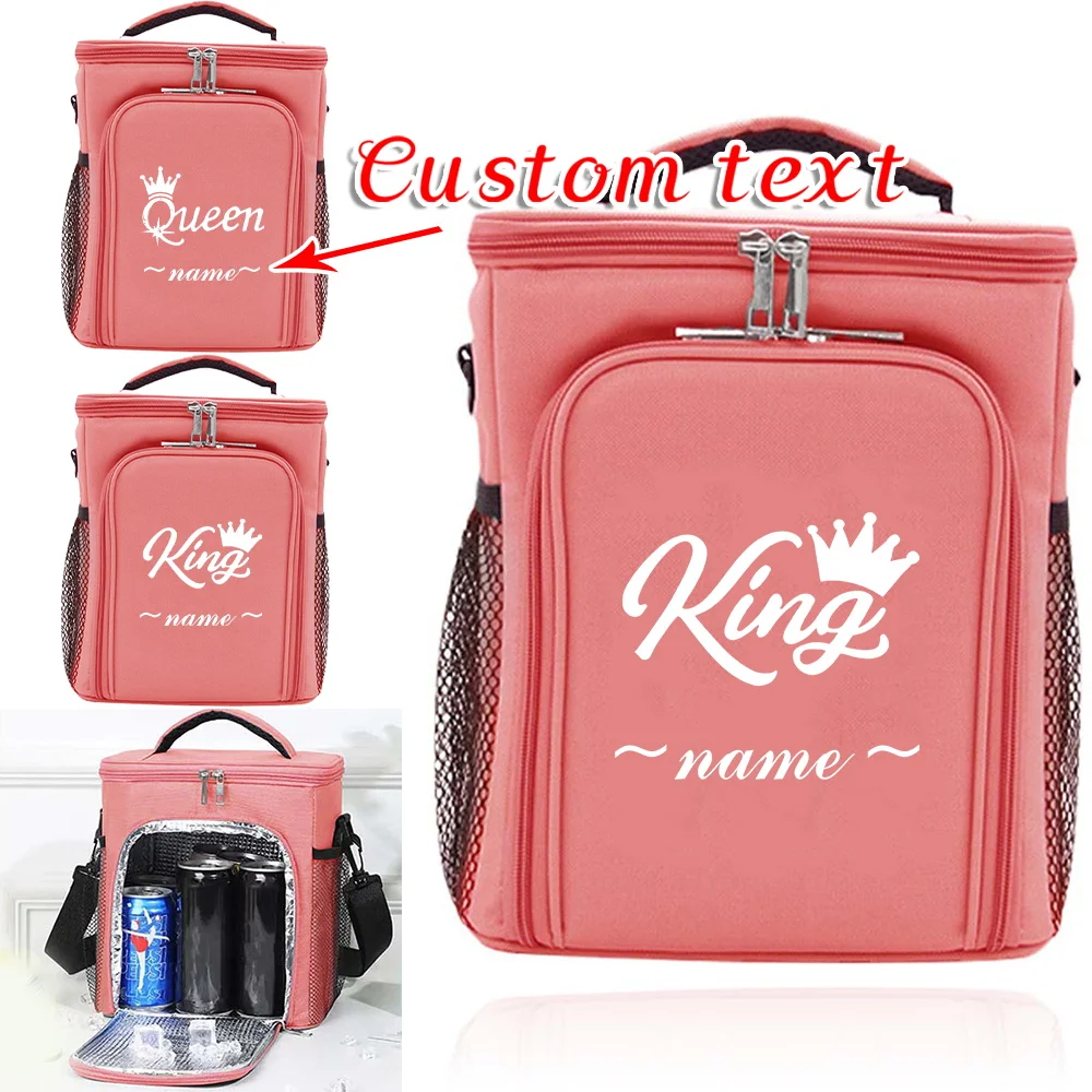 

Индивидуальное имя, розовая изолированная сумка для ланча, сумка для хранения на одно плечо, большая вместительная водонепроницаемая коробка для хранения, модный узор