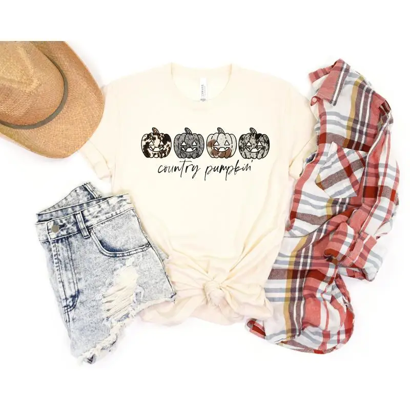 

Pumpkin T Shirt Country Thanksgiving Halloween Cute Fall For Women