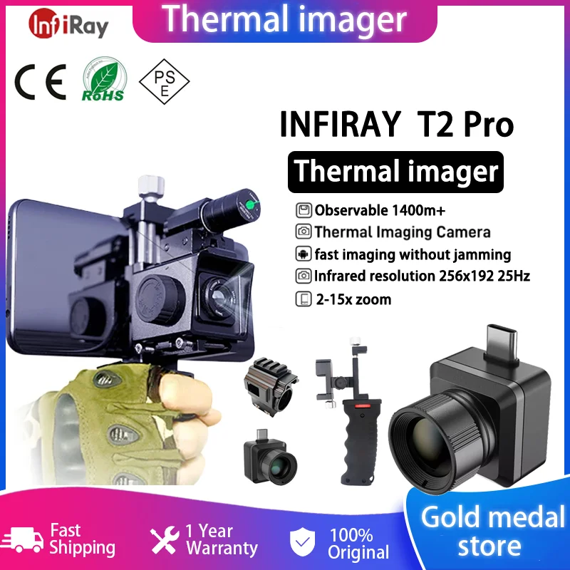 Infiray T2Pro Thermal imager For Phone Android Type C 25Hz Night Vision Hunting With Holder Laser Pointer infrared camera