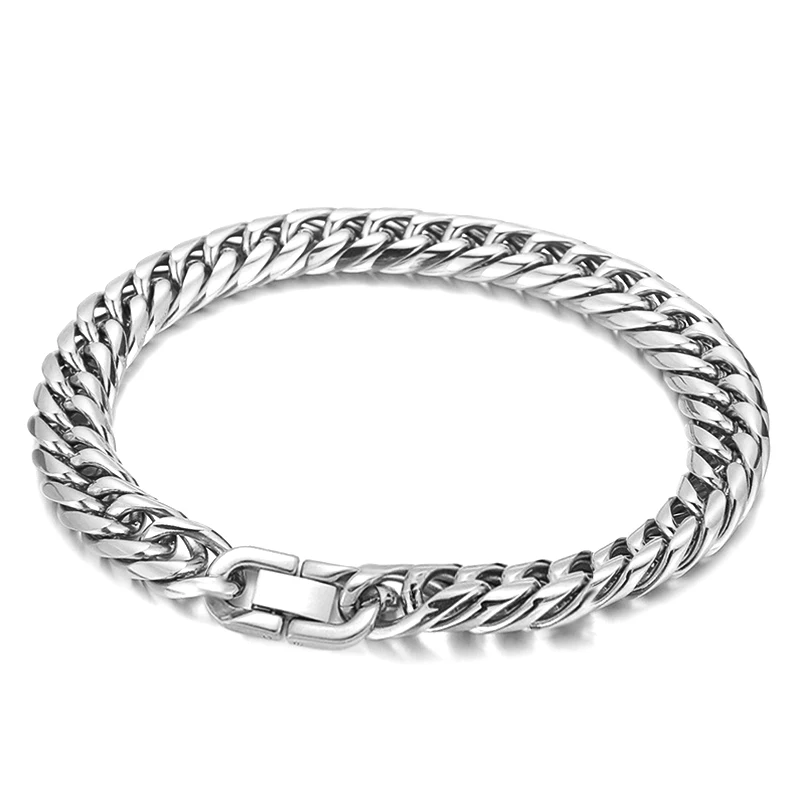 

9MM Width Trendy Thickness 316L Stainless Steel Cuban Curb Link Chain Bracelet for Men Boys Women Miami Smooth Chains