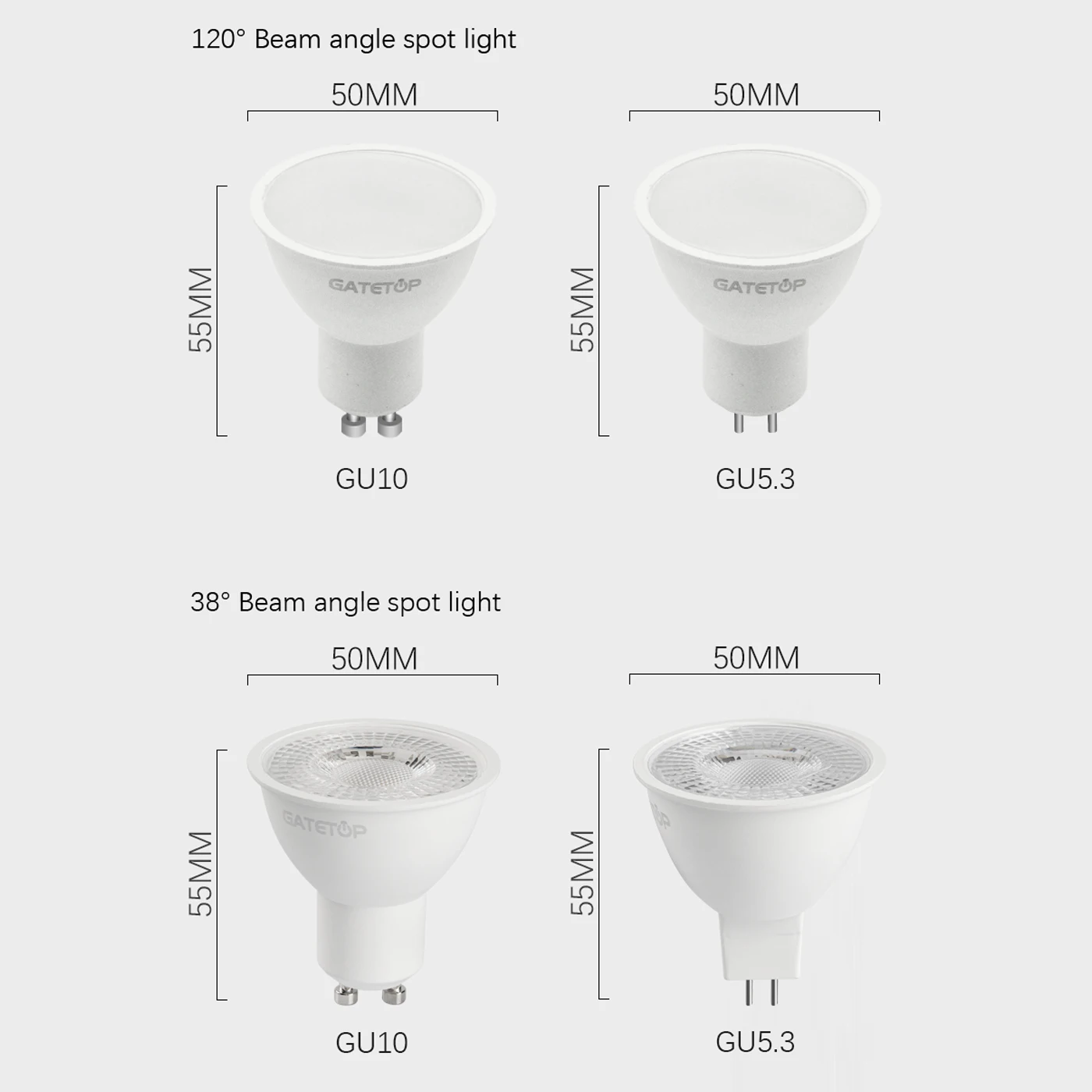 Foco LED de ahorro de energía GU10 GU5.3 AC220V AC110V luz blanca cálida no estroboscópica 3W-8W puede reemplazar a la lámpara halógena de 30W 50W