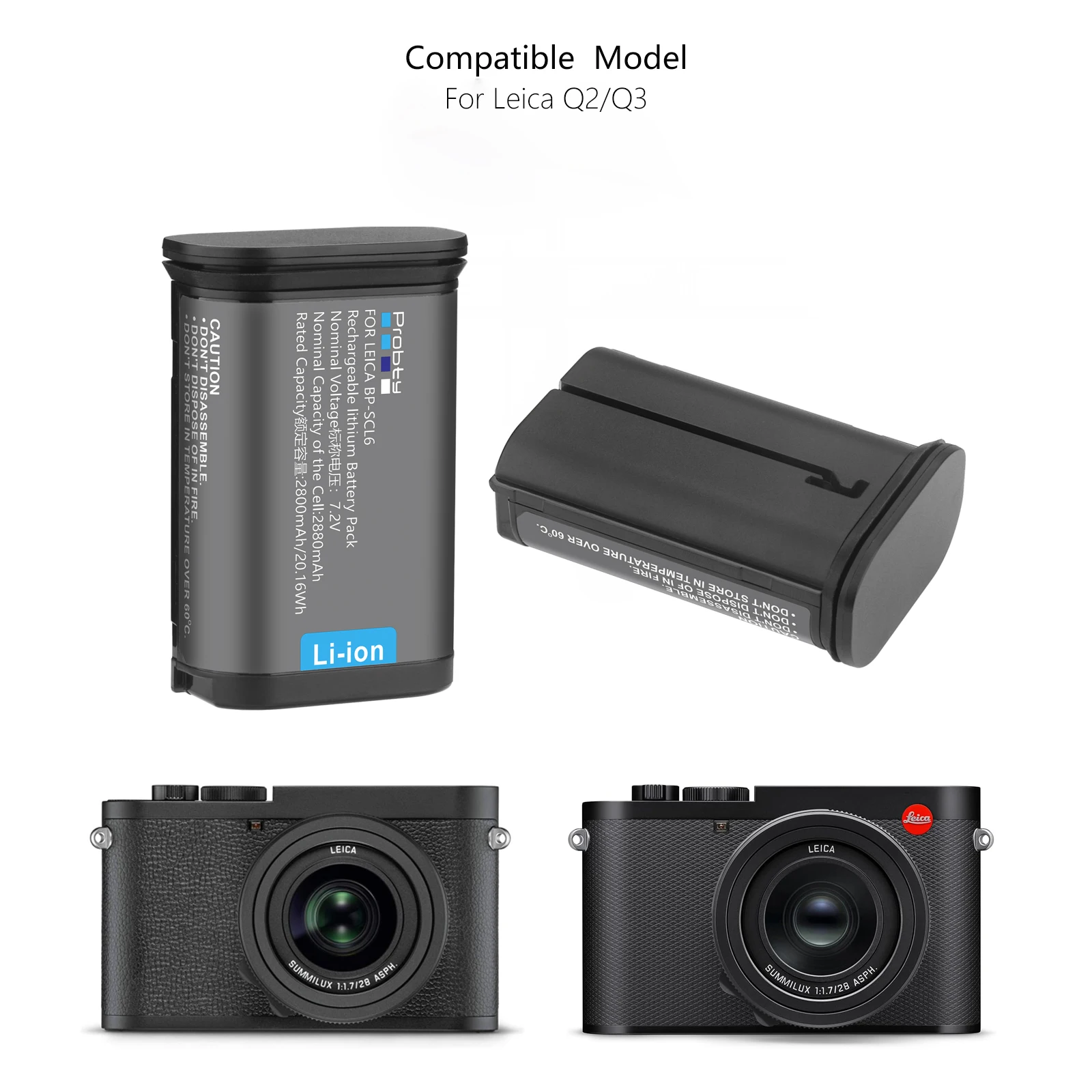 2880mAh BP-SCL6 Battery for Leica Q2 SL2 SL2-S Q3