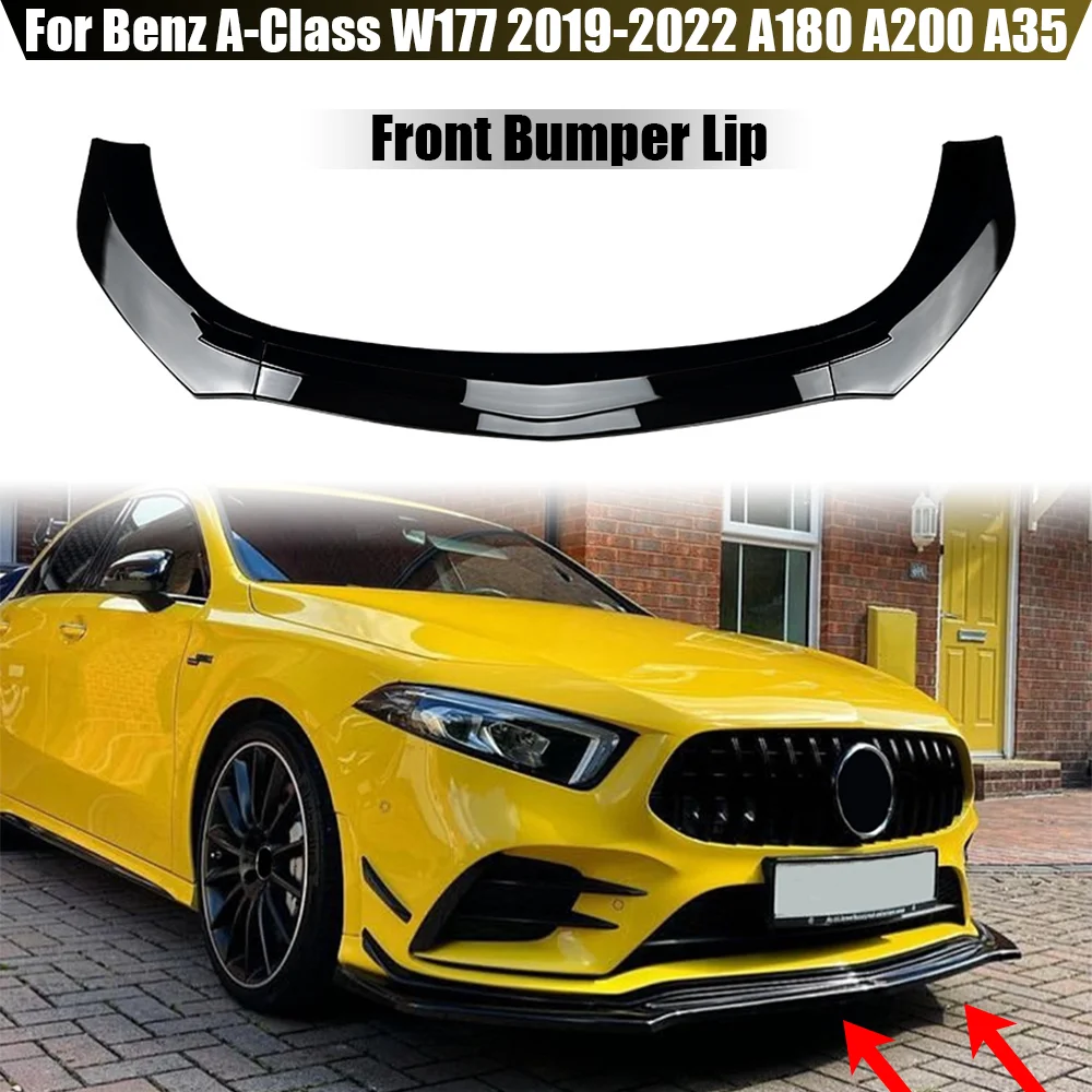 

Car Front Bumper Lip Spoiler Splitter Diffuser Canard Lip For Mercedes-Benz A Class W177 2019-2022 A180 A200 A35 Car Styling