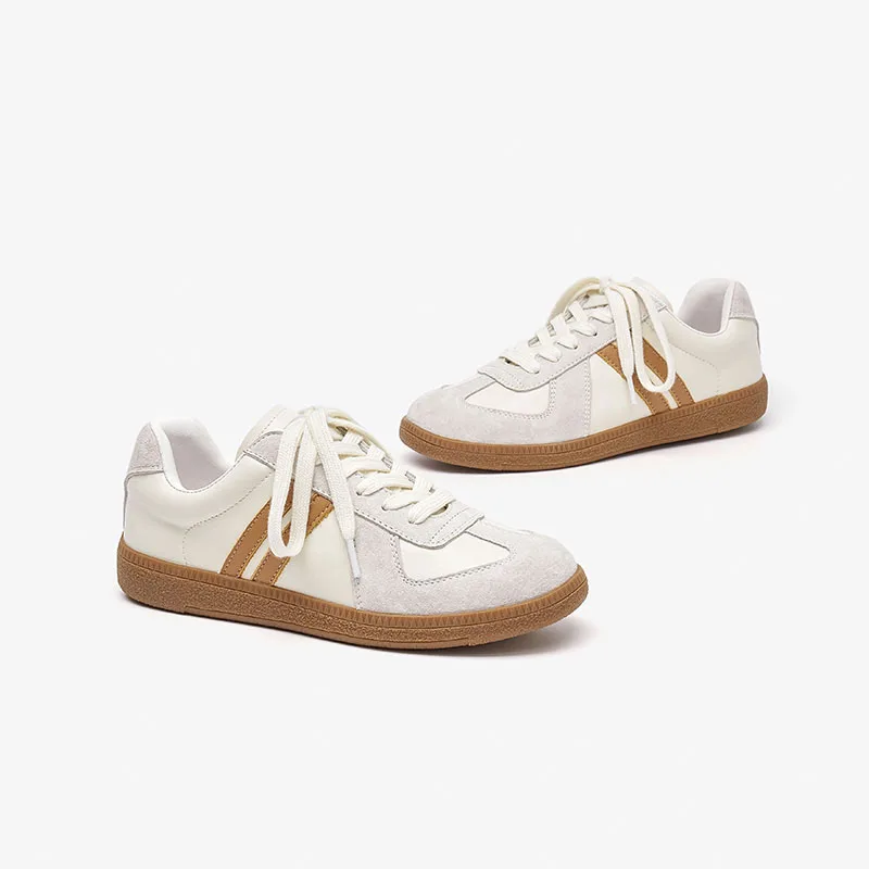 BeauToday Casual Sneakers Women Synthetic Leather Round Toe Leisure Vulcanized Shoes Lace-up Retro Ladies Flats Handmade A29817