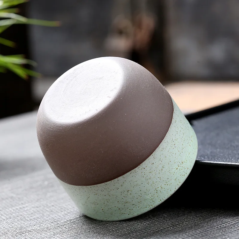 Creative Retro Master Kung Fu Tea Tasting Single   Style Coarse Pottery Handmade Ceramic Matte Kiln Change Cup