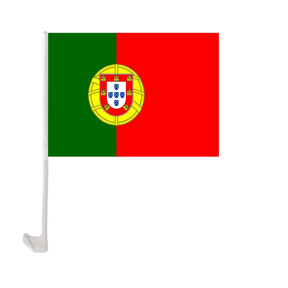 EOODLOVE-Bandera de coche portugués de 30x45cm, bandera decorativa de suspensión de coche portugués de 12x18 pulgadas con mástil de plástico