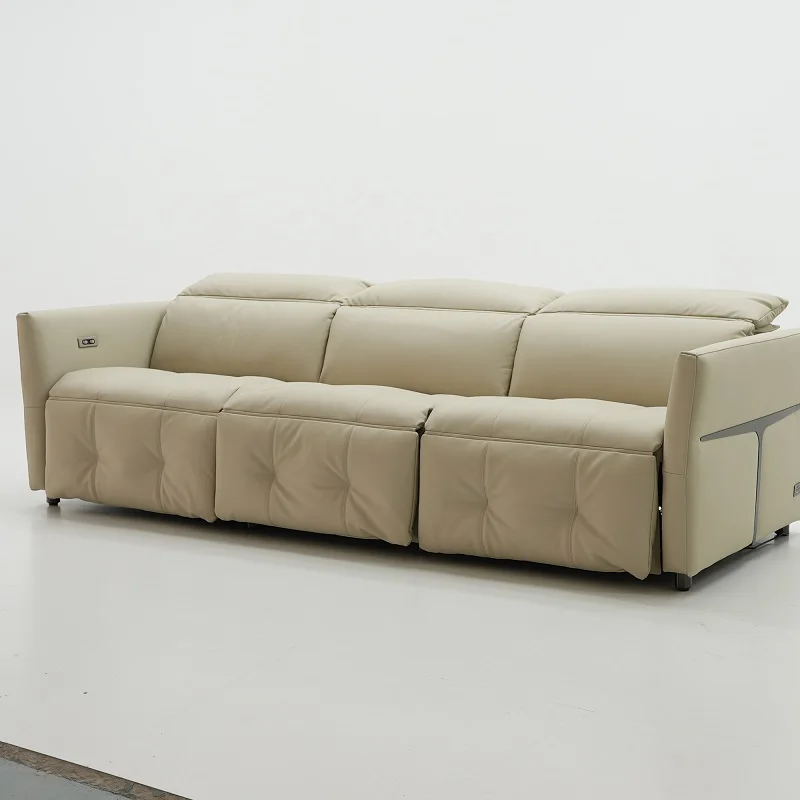 Modern Electric Reclining Sectional Sofa Set Multifunctional Extendable Home Furniture Foldable Design Wood Frame