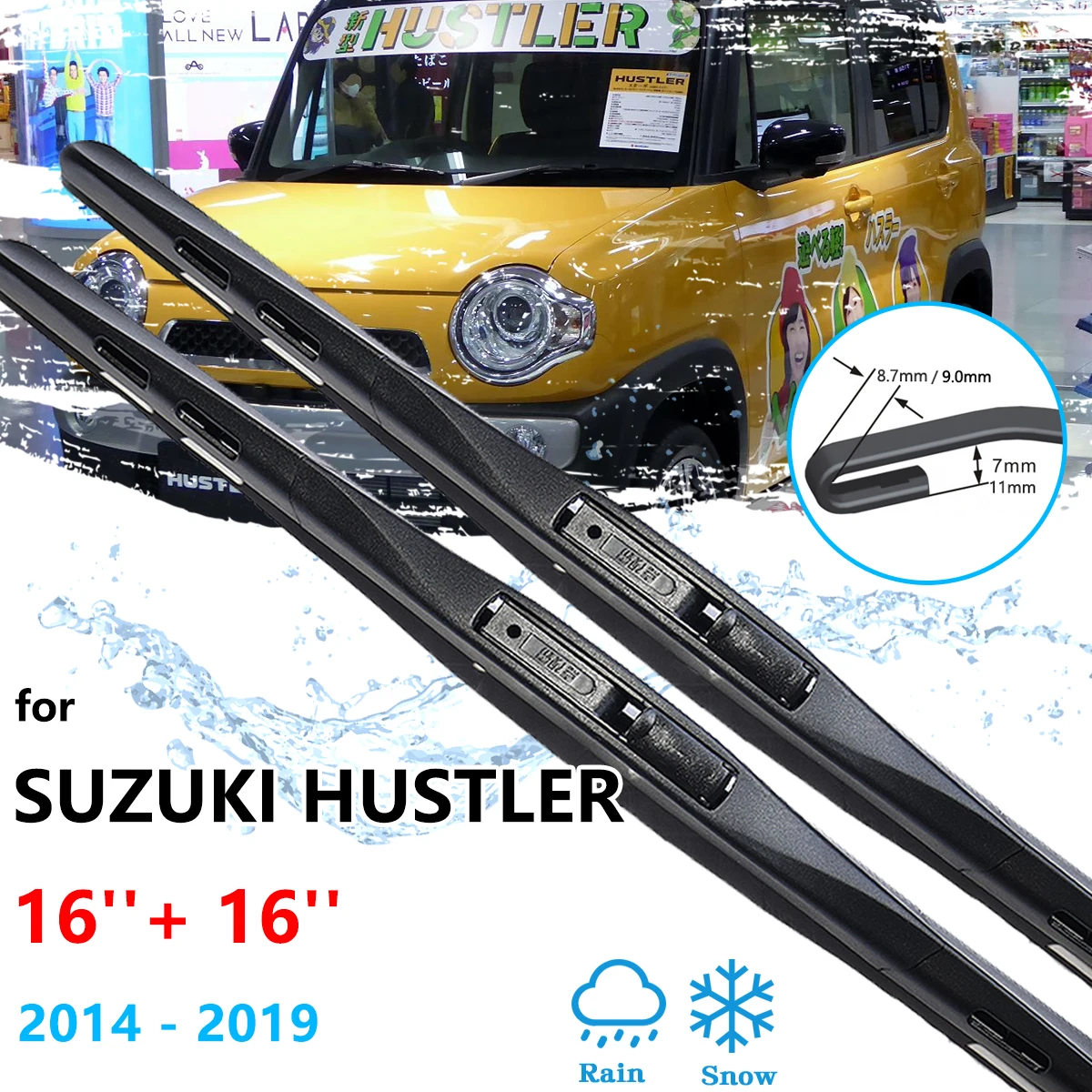 For Suzuki Hustler MR31S MR41S 2014~2019 Frameless Front Wiper Blades Window Windshield Windscraeen Brushes Cleaning U J Hook