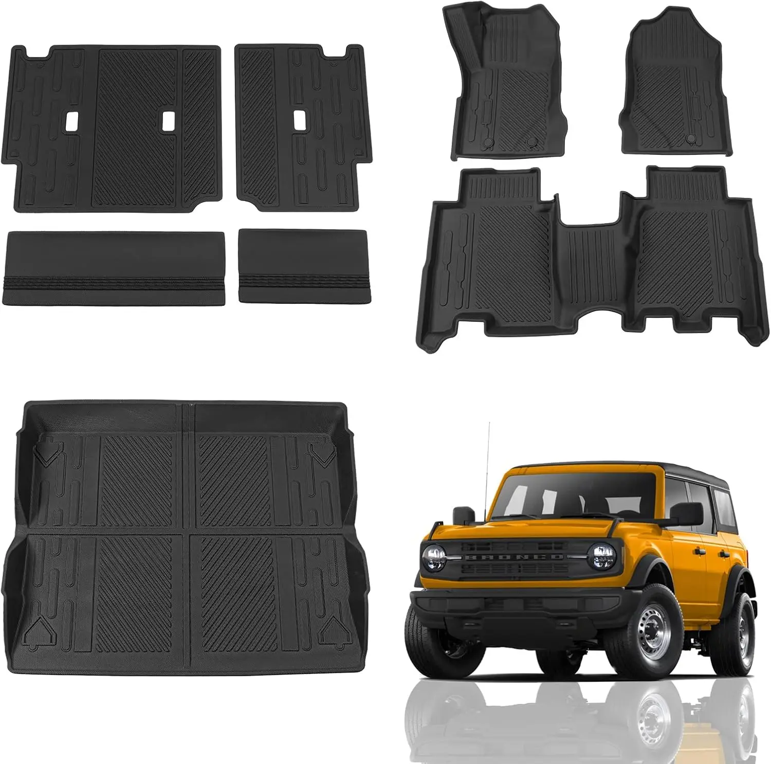 

Cargo Liner Floor Mats for 2021-2026 Ford Bronco 4 Door TPE Trunk Mat Set