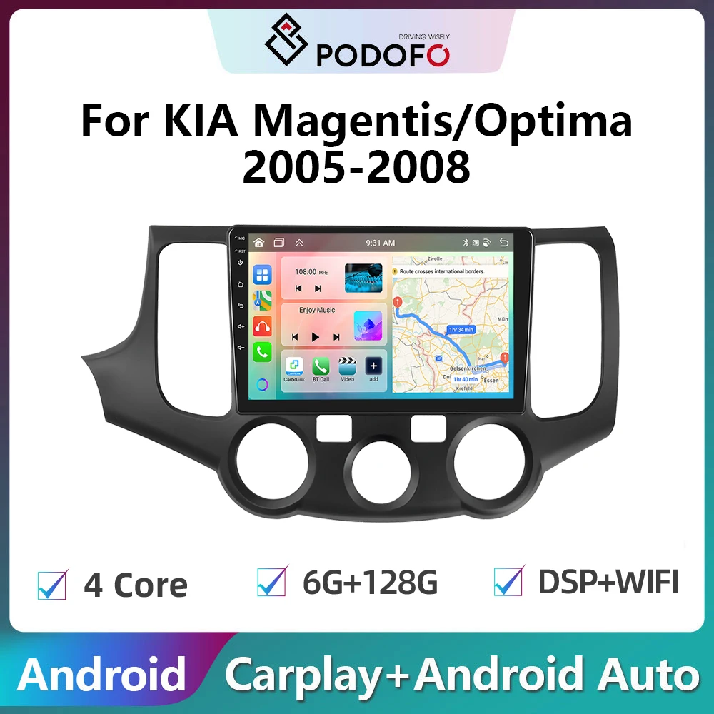 

Podofo 2din Android Car Radio For KIA Magentis/Optima 2005-2008 Carplay Stereo Player Autoradio WIFI GPS Navigation FM/RDS