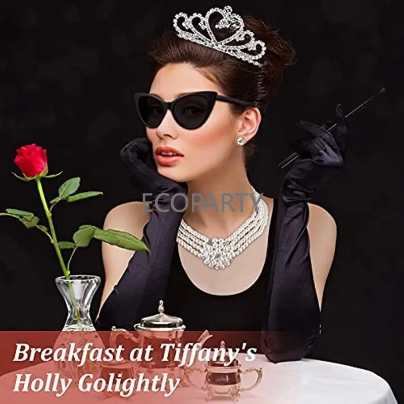 6 Pieces 1920s Accessories for Women Costume Set With Vintage Sunglasses White Shell Pearl Dangle Pendant Necklace Earrings