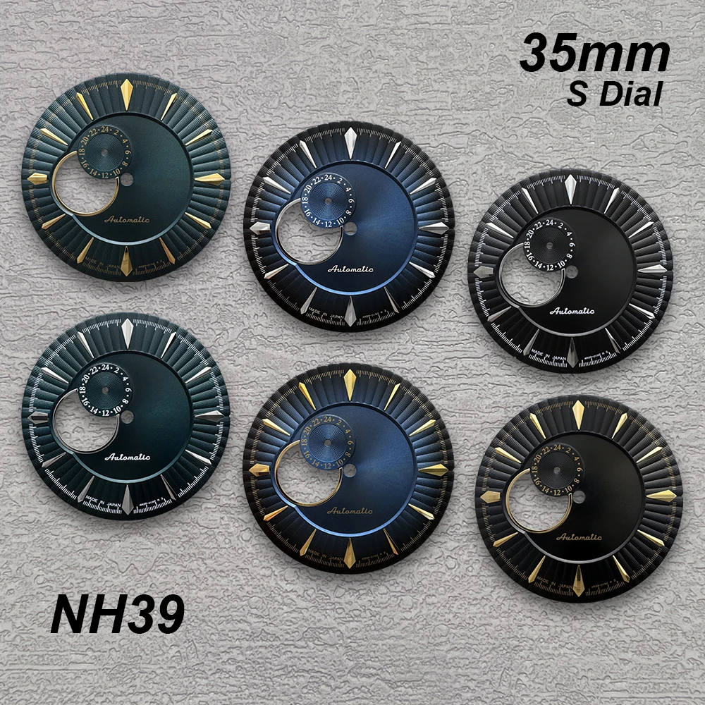 35mm Cocktail S Dial Fit NH39 Automatic Movement High-Quality Hollow Out Sunburst Watch Modification Accessories