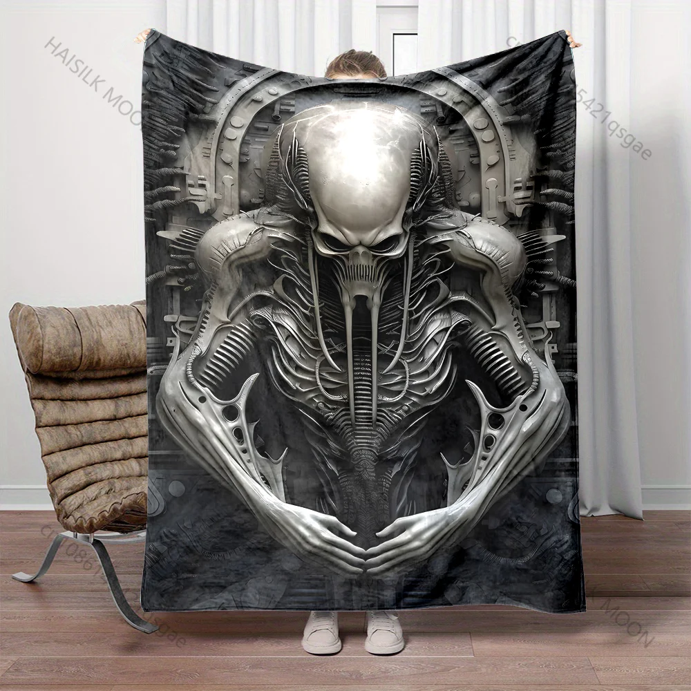 Alien biomechanical sculpture Print Blanket Warm Soft Fluffy Kids and Adult Sofa Bed Throw Blanket Outdoor Travel Camping RV