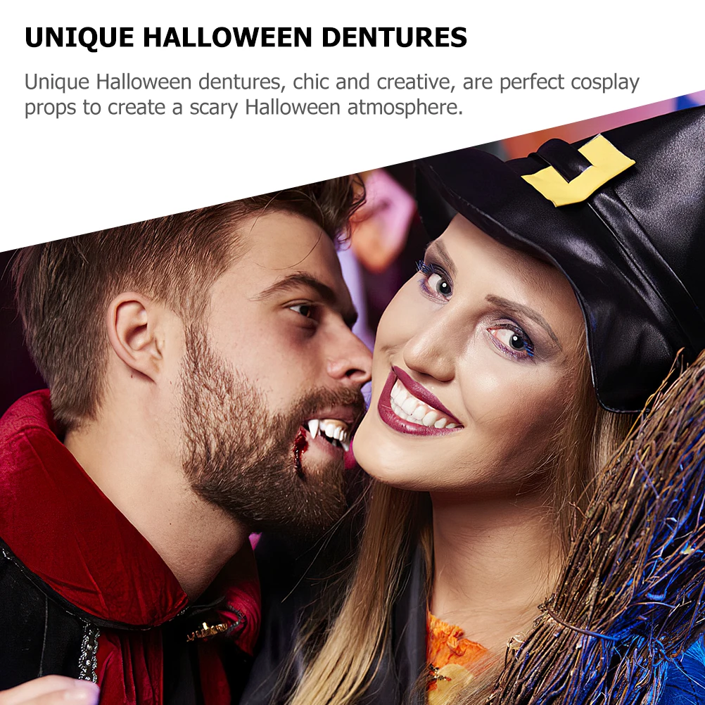 

6 Pairs Vampire Dentures Prop Cosplay Stuff Party Decorations Fake Tooth Halloween Makeup False Teeth