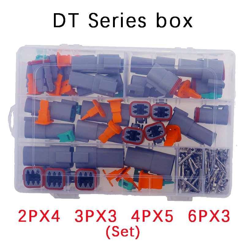 1 BOX 250 Pcs Deutsch DT Series Waterproof Wire Connector Kit DT06-2 3 4 6S DT04-2 3 4 6P Automotive Sealed Plug With Pins Box