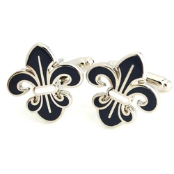 YH-1763 Novelty Enamel Fleur Di Lis Cufflinks, Flower Cufflinks - Factory Direct Wholesale