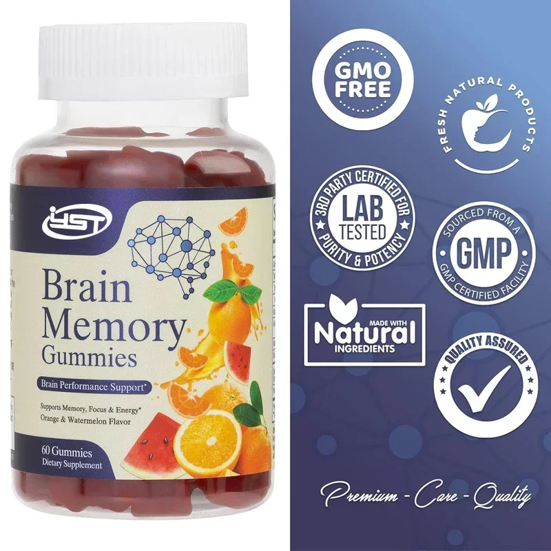 Brain Supplement Gummies for Memory, Focus and Attention, Phosphatidylserine and Vitamins B6 and B12 Nature's Are Caffeine Free