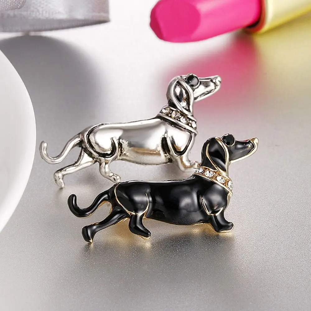 Animal Suit Accessory Niche Design Alloy Rhinestone Fashion Jewelry Dachshund Dog Brooch Clothing Accessory Women Brooch