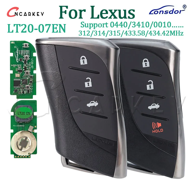 Lonsdor For Lexus RX ES300h ES200 LS500 LS500H 0440 433.58/434.42MHz LT20-07EN Smart Remote Key 312/314.3Mhz 8A AA A9 BA Chip