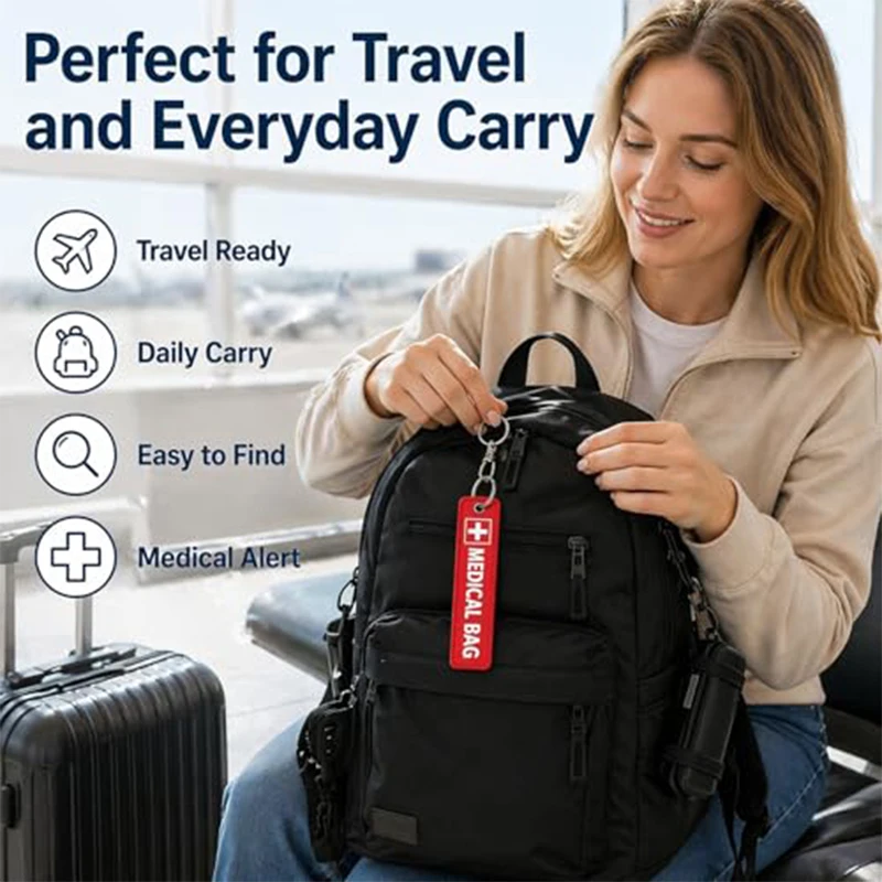 50Pcs Travel First Aid Marker Key Tags Medical Bag Embroidered Straps