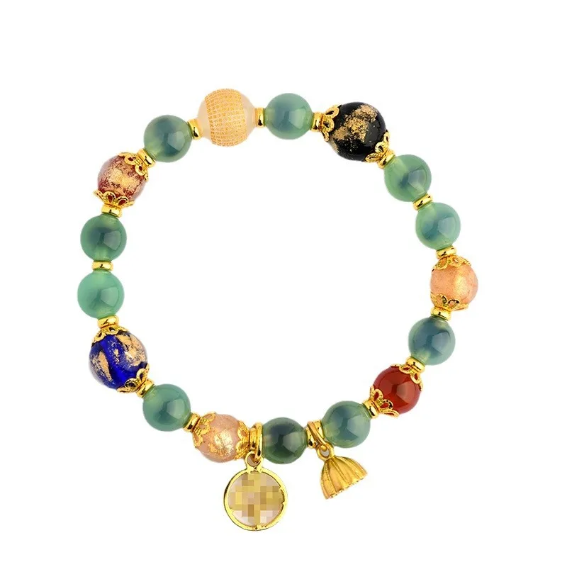 Original Candy Heart Agate Glass Bead Bracelet Tara Lotus Seed Pod BFF Jewelry Holiday Gift