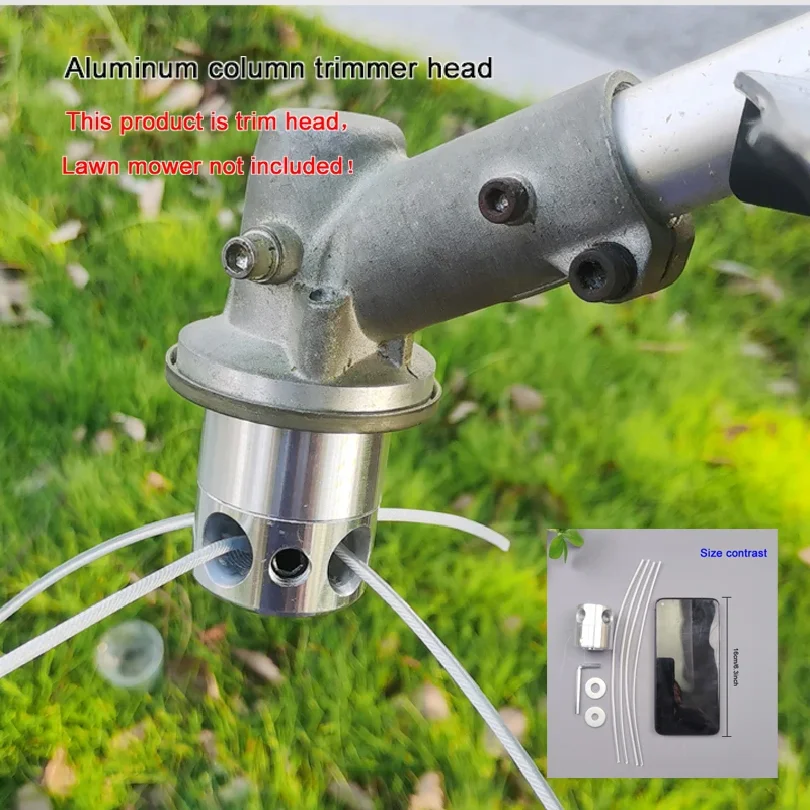1Pc Aluminum Alloy Cylindrical Trimmer Head Installation Hole Fixed Lawn Rope 3 Accessories and 4 Steel Wire Lawn RopesTrimming