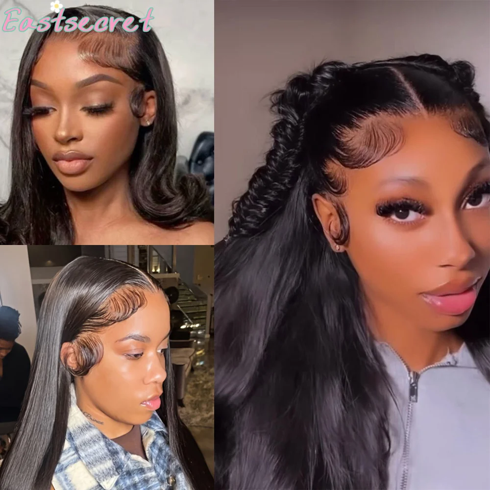 شعر بشري EASTSECRET مصنوع يدويًا بحواف من الدانتيل الأسود للنساء، قطع شعر طبيعية ناعمة لإكسسوارات خط الشعر الاصطناعية