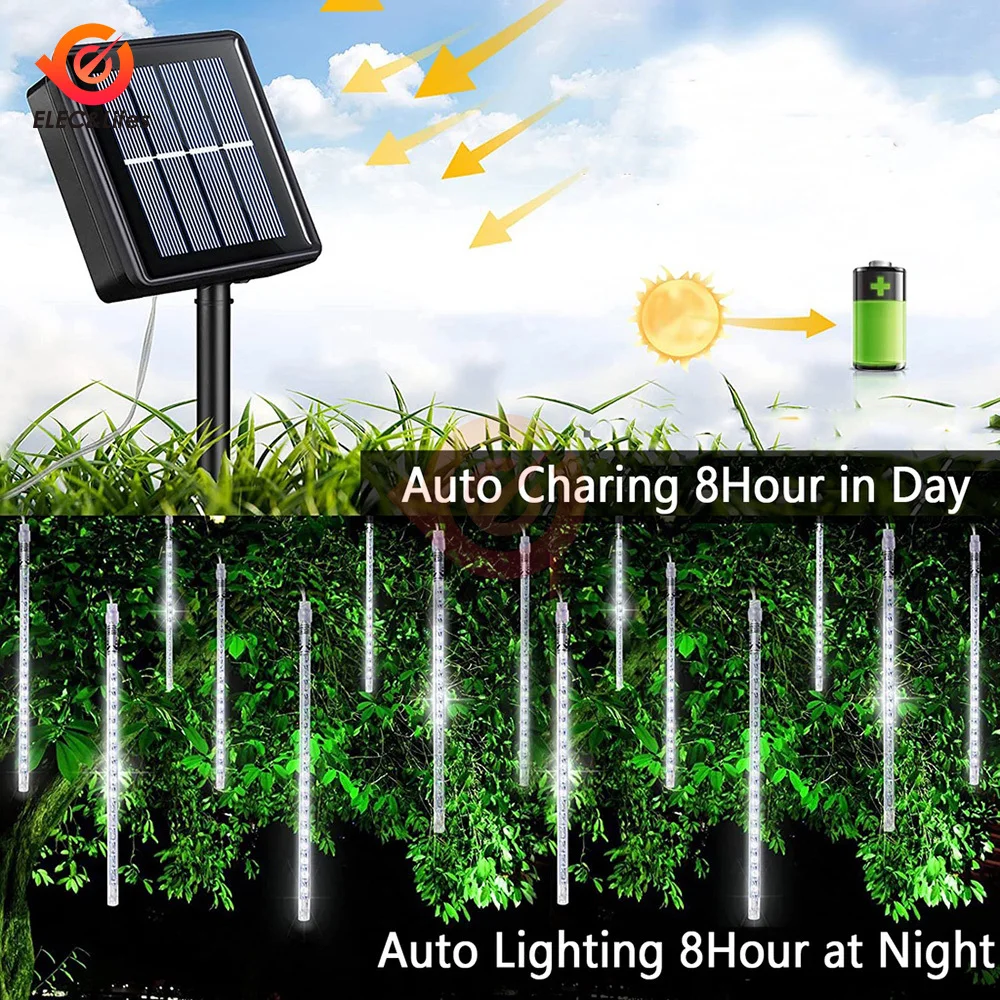 50cm Outdoor Meteor Shower Christmas Lights 8 Tubes 288 Led Hanging String Lights for Garden Tree Holiday Party Decoation Lamp