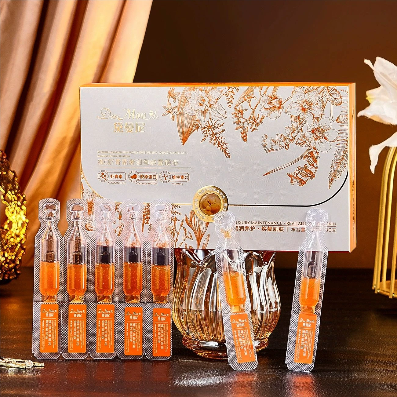 10pcs/box Astaxanthin Facial Essence Kit Collagen Hyaluronic Acid Moisturizing Rejuvenation Vitamin C Beauty Skin Care