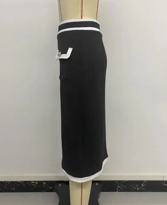 Gonna da donna 2025 Estate Nuovo pendolarismo Stile elegante Gonna di media lunghezza Vita alta Slim Fit Borsa di colore a contrasto Mezza gonna