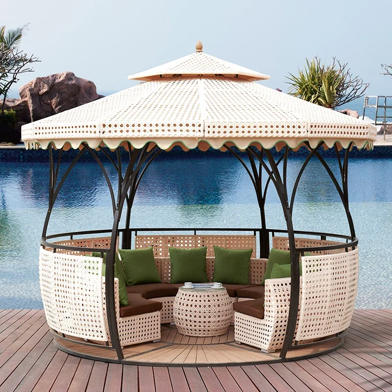 Outdoor tent rattan art courtyard exhibition pavilion stall, outdoor wedding villa pavilion canopy garden awning