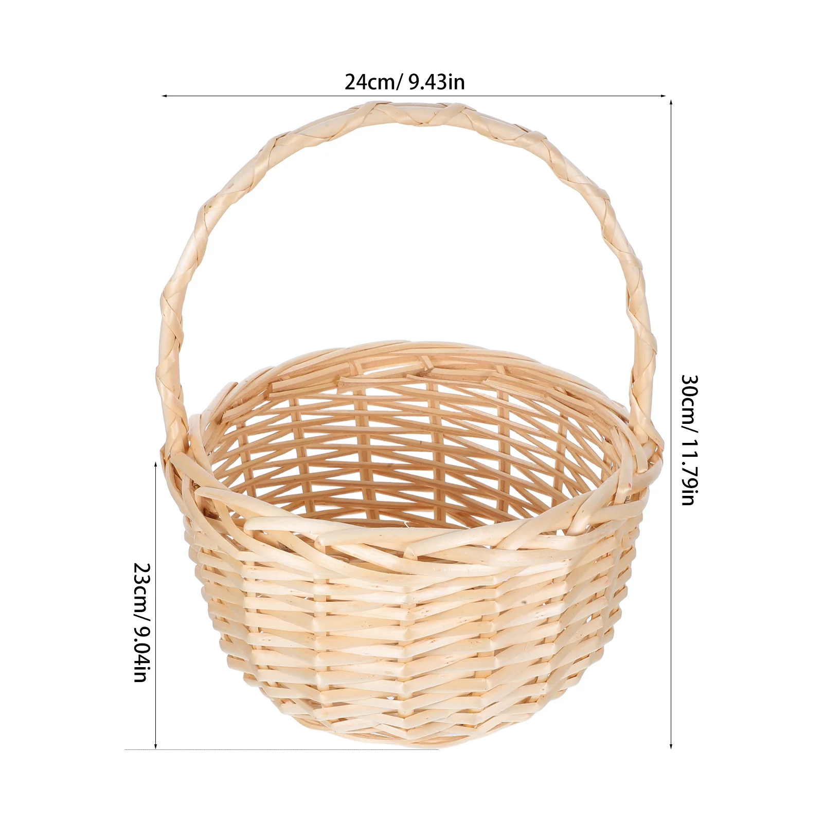 سلة صفصاف مستديرة مصنوعة يدويًا، حاوية فاكهة الروطان خفيفة الوزن للاحتفال بعيد الفصح، سلة زهور مزخرفة