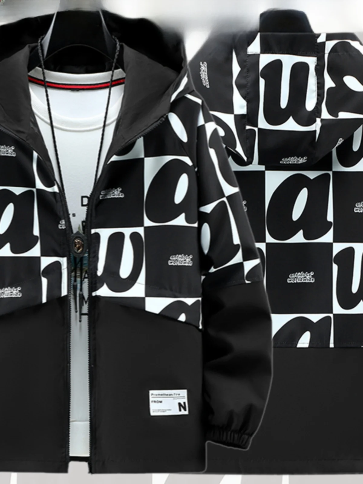 

Повседневная толстовка с капюшоном для мужчин, весна-осень, новый модный брендовый свободный подростковый крутой топ из полиэстера, водонепроницаемая застежка-молния