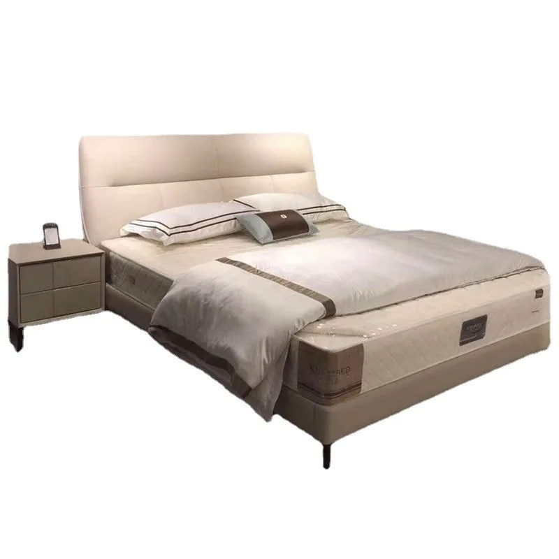 

Italian minimalist leather bed 1.8 meters high box storage master bedroom double bed Zhongxi furniture