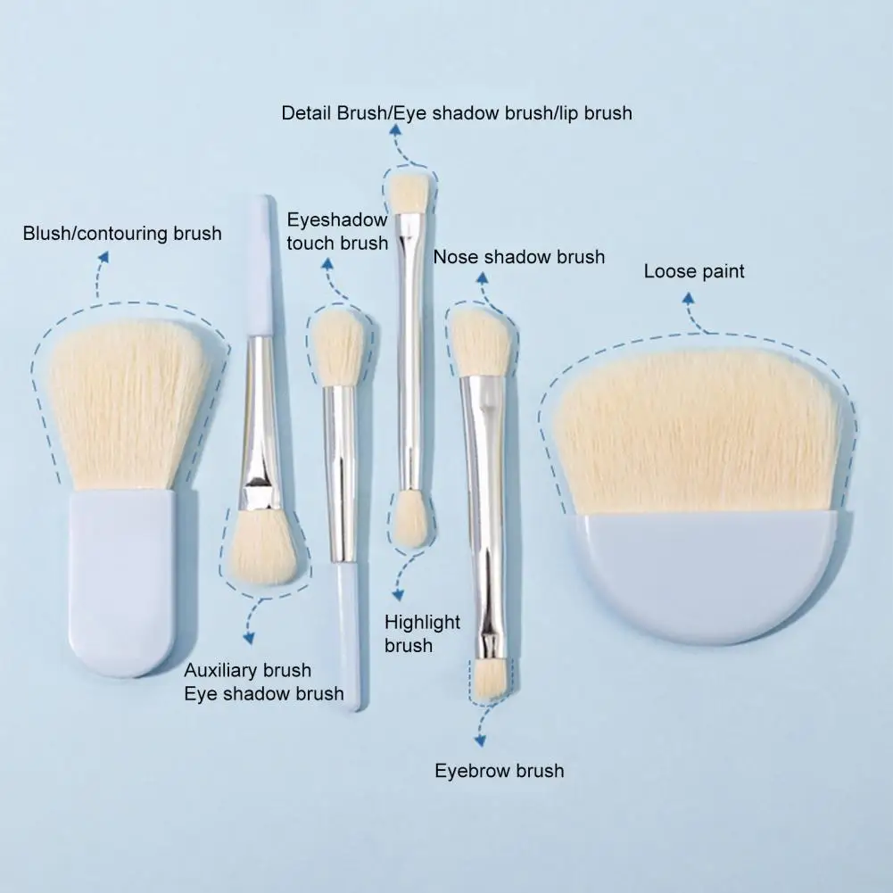 6Pcs/Set Makeup Brush Set Soft Bristle Reusable Makeup Blush Brush Powder Brush Set with Storage Box Travel Beauty Tool