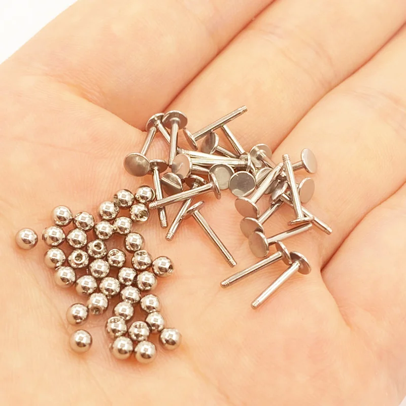 200pc/set Stainless Steel Screw Labret Bar Loose Parts Lip Piercing Punk Helix Body Piercing Repacement BALLS Body Jewelry Gift