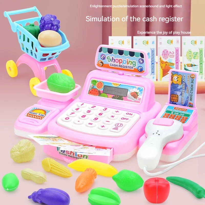 

Детский игровой дом, имитация супермаркета, кассовый аппарат, детский мини-магазин, кассира, модель, фруктовая игрушка, подарок на день рождения