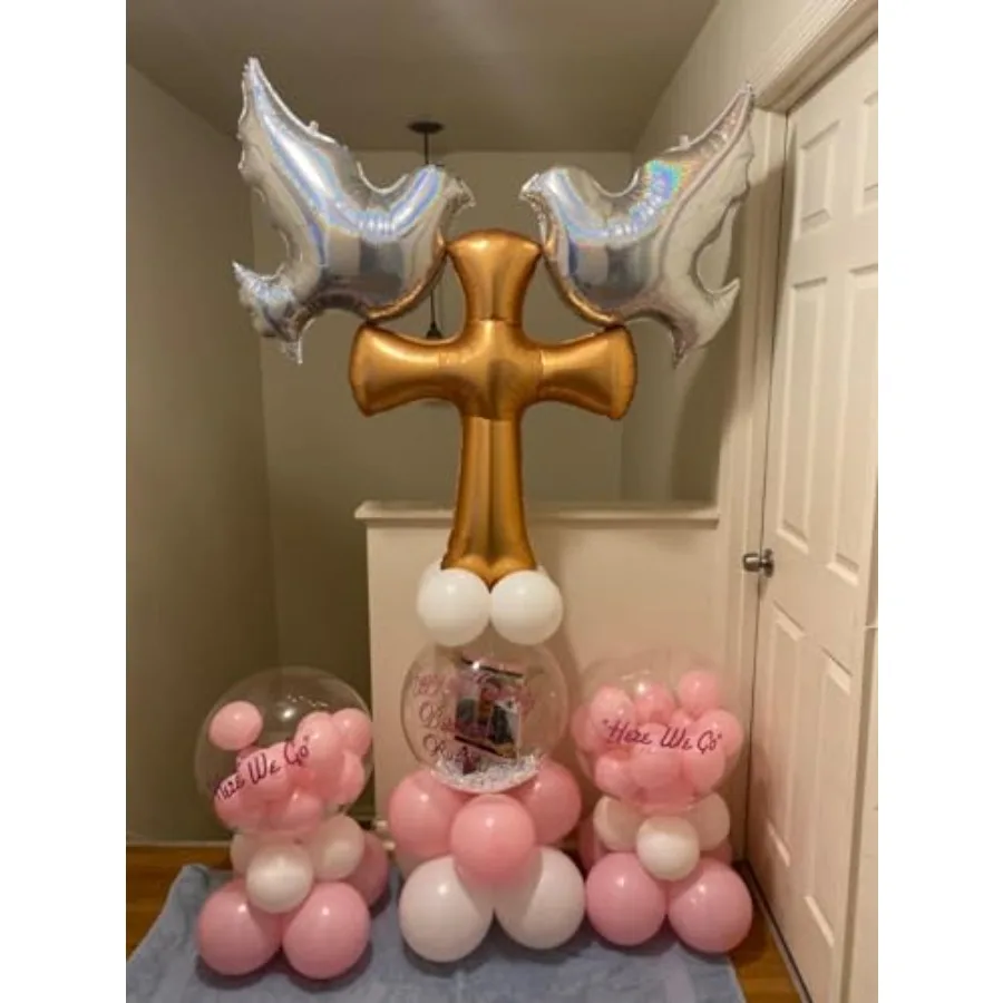 1 قطعة جامبو 44 الذهب الأحمر الصليب بالون 2 قطعة الليزر لامعة حمامة احباط بالونات لعيد الفصح حفلة عيد الميلاد صالح بالتواصل حفلة المعمودية #4