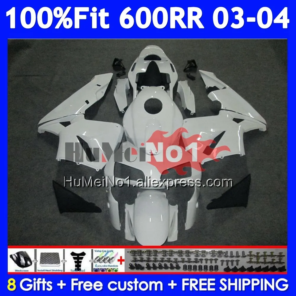 Injection For HONDA CBR600RR CBR 600RR 600F5 600CC 40No.3 CBR600F5 Glossy white CBR 600 CC CBR600 RR F5 2003 2004 03 04 Fairing