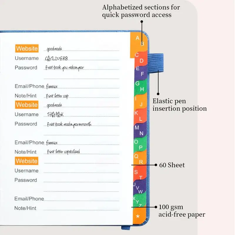 Password Book Website Password Secure Book With Alphabetical Tabs Pocket Address Log Notebook For Account Details Website Logins