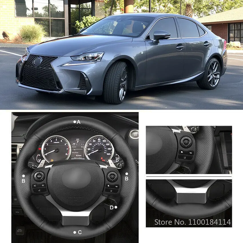 

DIY Hand Stitching Black Leather Car Steering Wheel Cover for Lexus IS200t IS300 IS350 F-Sport