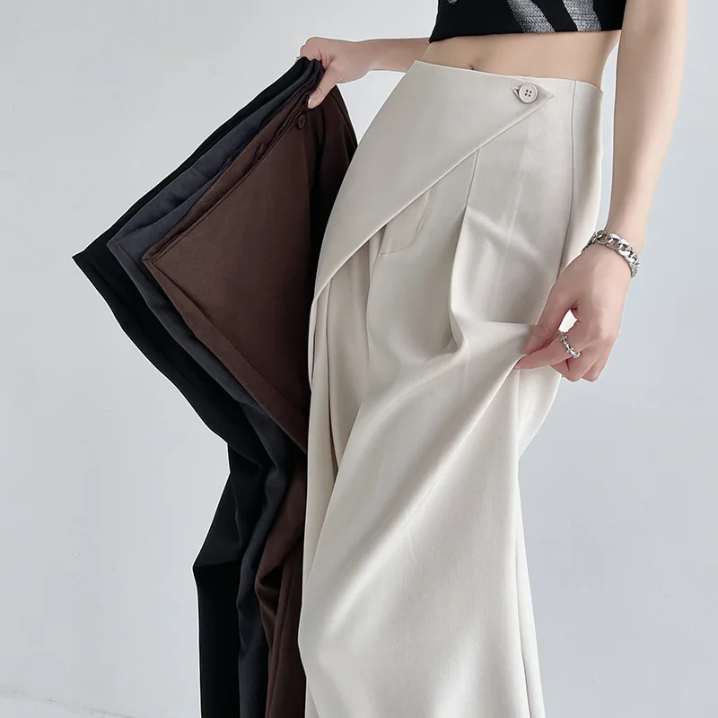 

Women Suit Pants 2025 New Wide Leg Suit Pants High Waisted Pants Design Elegant Straight Leg Floor Sweeping Casual Trousers