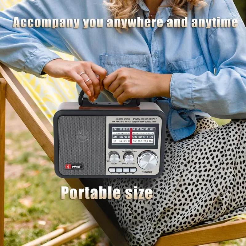 

Wooden Retro Multi Band Rechargeable FM/AM/SW Radio Multifunction Mp3 Music Player Outdoor Portable Wireles Bluetooth Speakers