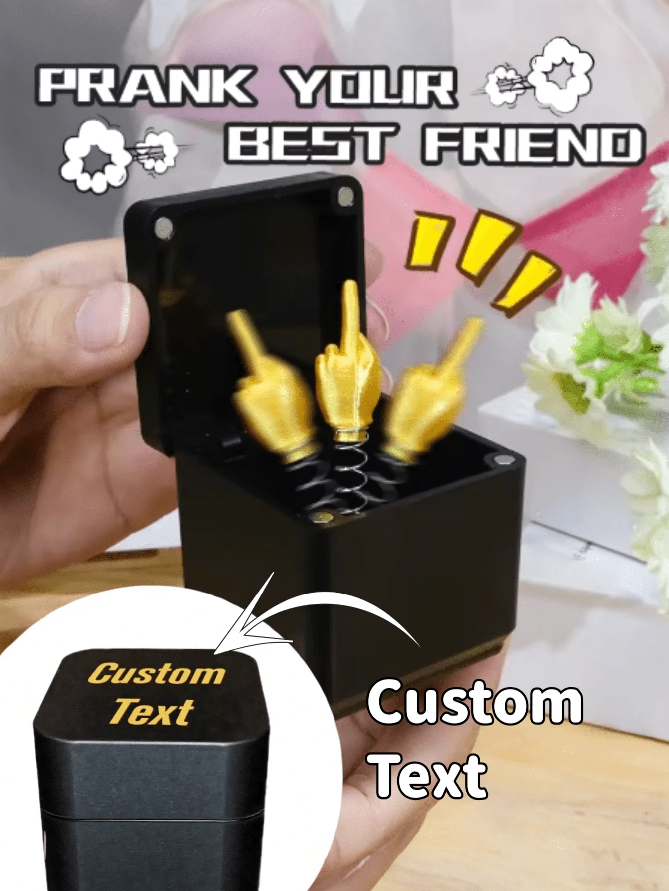 Custom Name Middle Finger Prank Gift Box Personalized Pop Up Hand Funny Joke Surprise Box for Friends Lovers Birthday Party