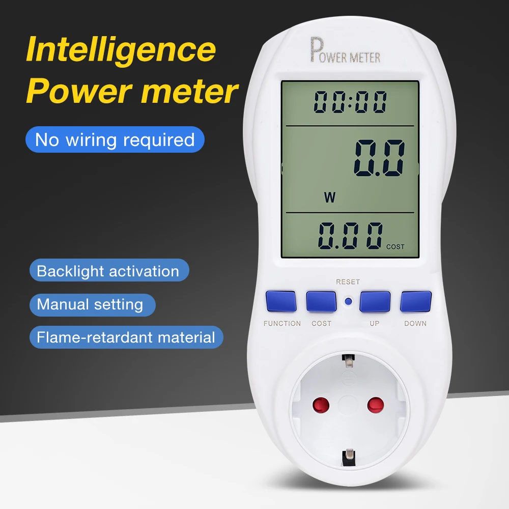 

ЖК-цифровой счетчик энергии, розетка AC220V, розетка для измерения мощности 0-9999KWH, вольтметр, амперметр, устройство для измерения потребления электроэнергии