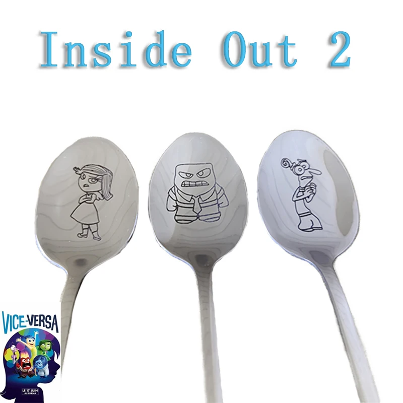 Inside Out 2 spoons Kawaii Bingo Family Stainless steel spoon Family Food children\'s cutlery spoon Birthday gift