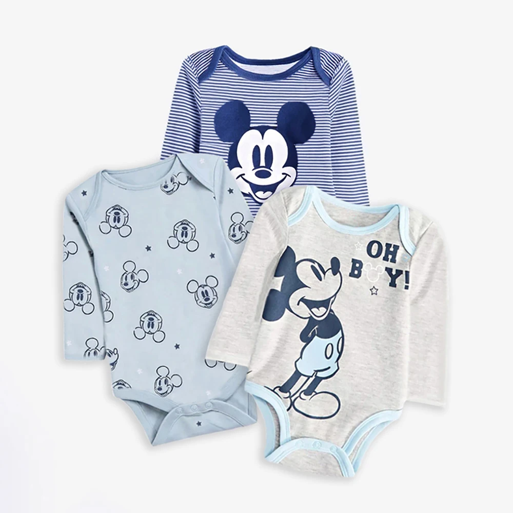 

3PCS Newborn Baby Boy Rompers Infant Bodysuits for Girl Mickey Cotton Jumpsuit for Boys Bebe Romper Baby Clothes 0-24M